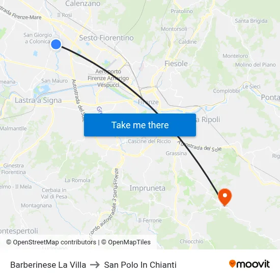 Barberinese La Villa to San Polo In Chianti map