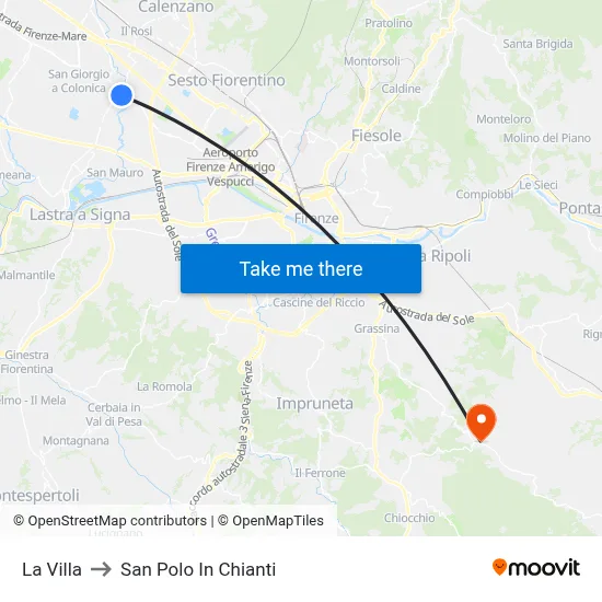 La Villa to San Polo In Chianti map