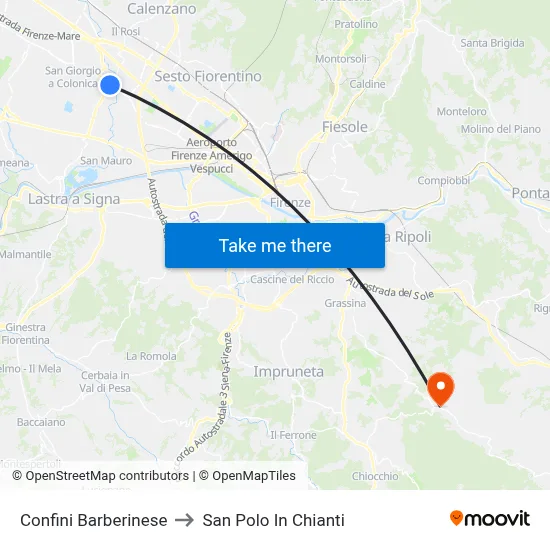 Barberino Borders to San Polo In Chianti map