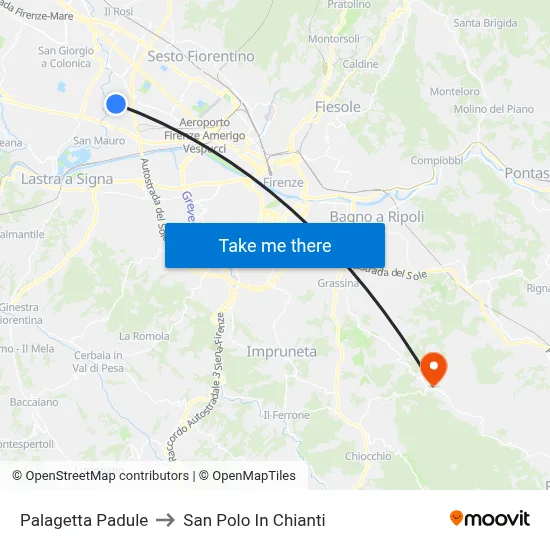 Palagetta Padule to San Polo In Chianti map