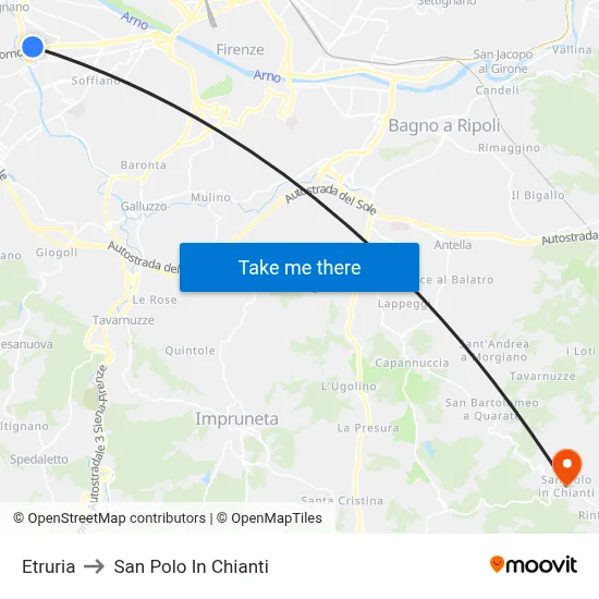 Etruria to San Polo In Chianti map