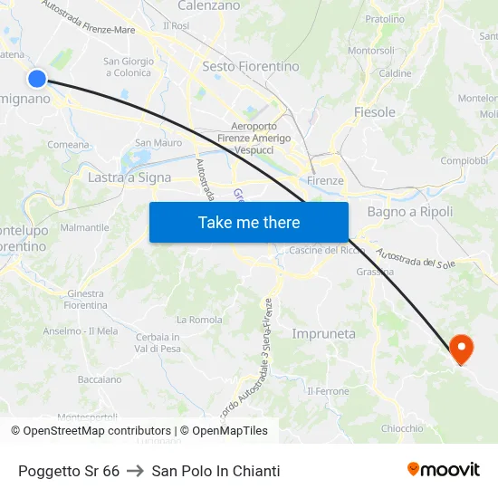 Poggetto State Road 66 to San Polo In Chianti map