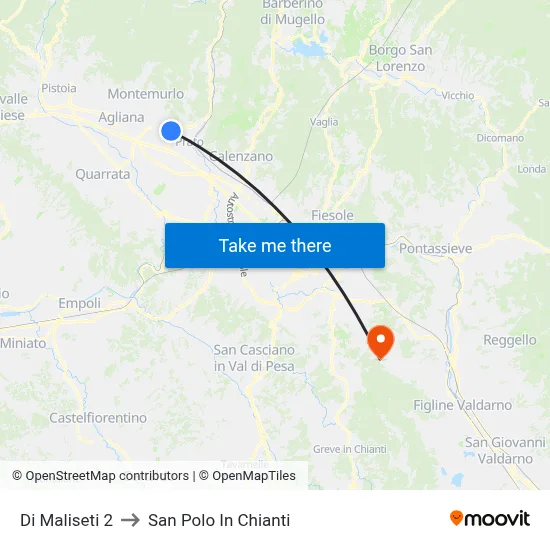Maliseti 2 to San Polo In Chianti map