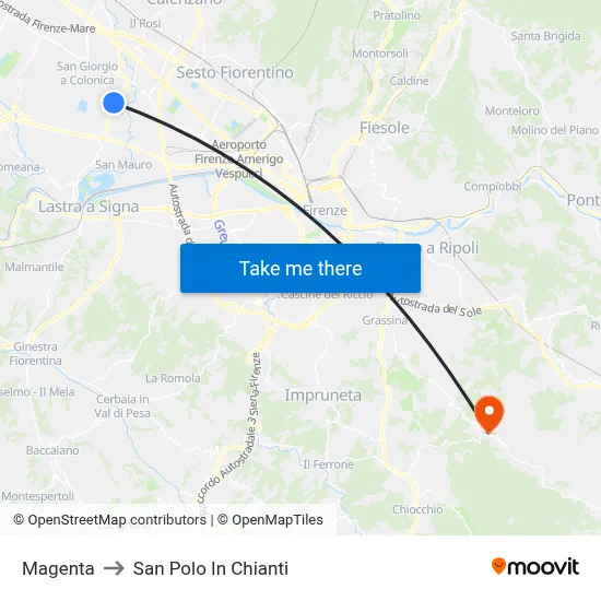 Magenta to San Polo In Chianti map