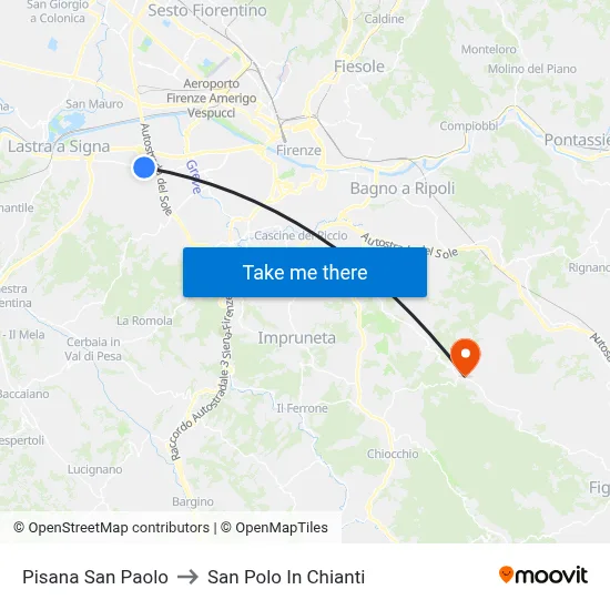 Pisana San Paolo to San Polo In Chianti map