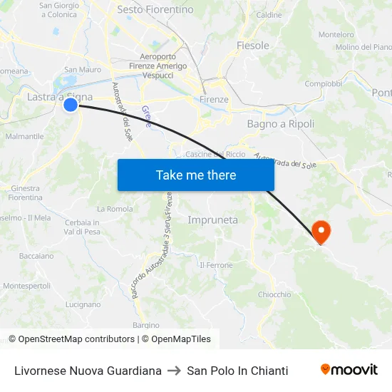 New Livornese Guardiana to San Polo In Chianti map
