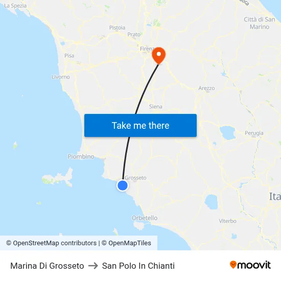 Marina Di Grosseto to San Polo In Chianti map