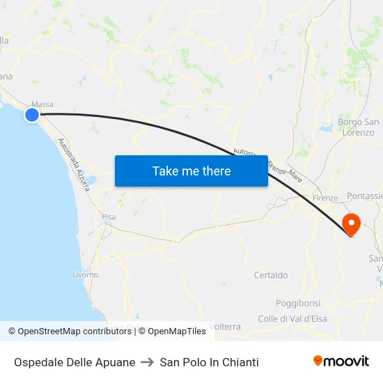 Apuane Hospital to San Polo In Chianti map