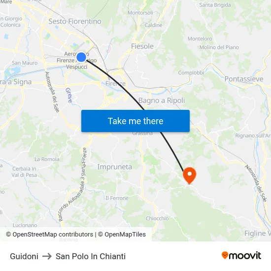 Guidoni to San Polo In Chianti map