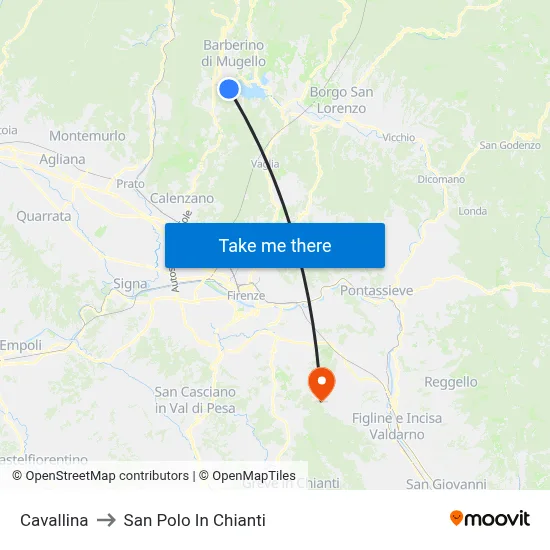 Cavallina to San Polo In Chianti map