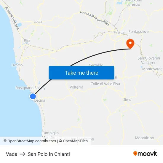 Vada to San Polo In Chianti map