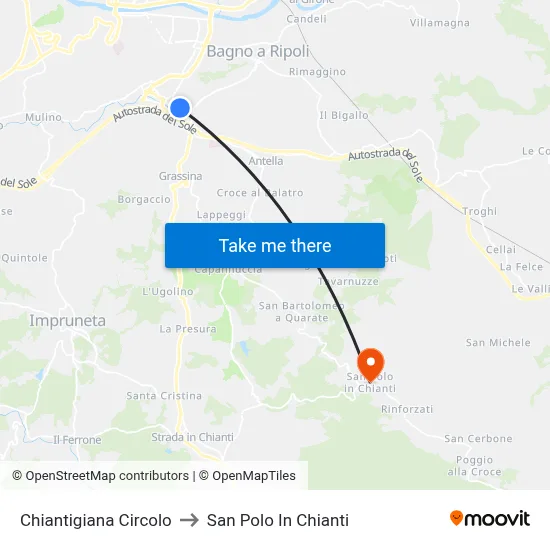 Chiantigiana Circle to San Polo In Chianti map
