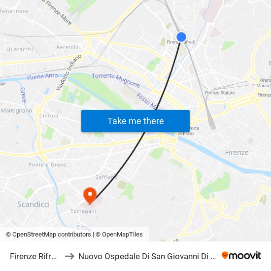 Firenze Rifredi to Nuovo Ospedale Di San Giovanni Di Dio map