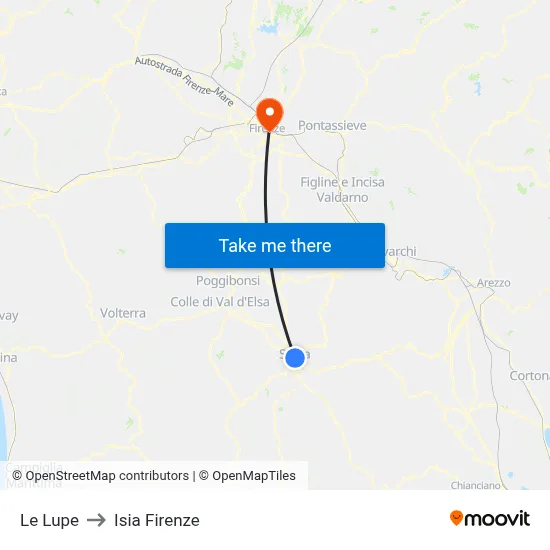 Le Lupe to ISIA Florence map