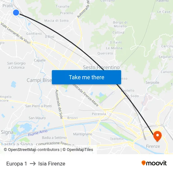 Europe 1 to ISIA Florence map