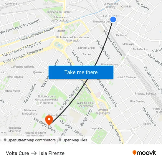 Volta Cure to ISIA Florence map