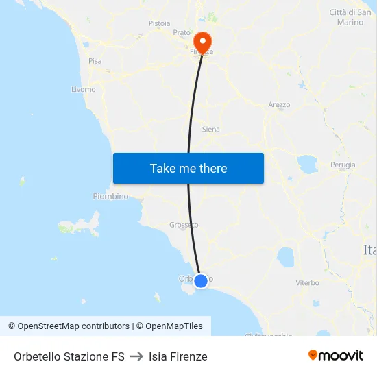 Orbetello Railway Station to ISIA Florence map