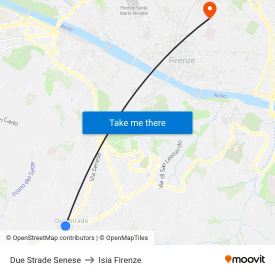 Two Roads Siena to ISIA Florence map
