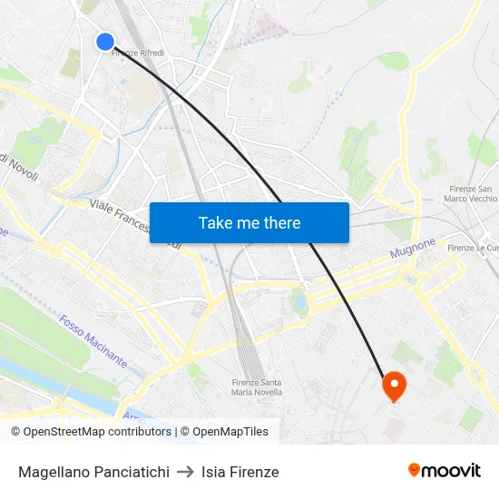 Magellano Panciatichi to ISIA Florence map