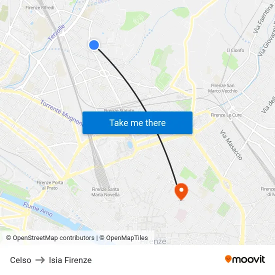 Celso to ISIA Florence map