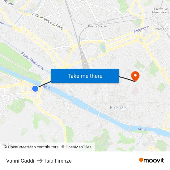 Vanni Gaddi to ISIA Florence map