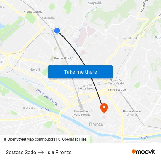 Sestese Sodo to ISIA Florence map