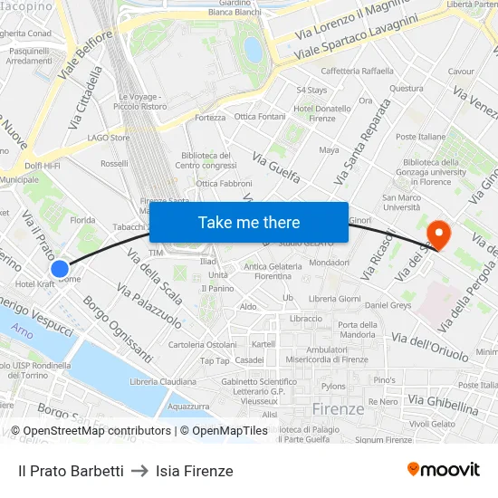 Barbetti Meadow to ISIA Florence map