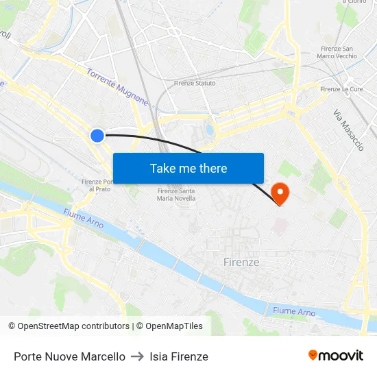 Porte Nuove Marcello to ISIA Florence map