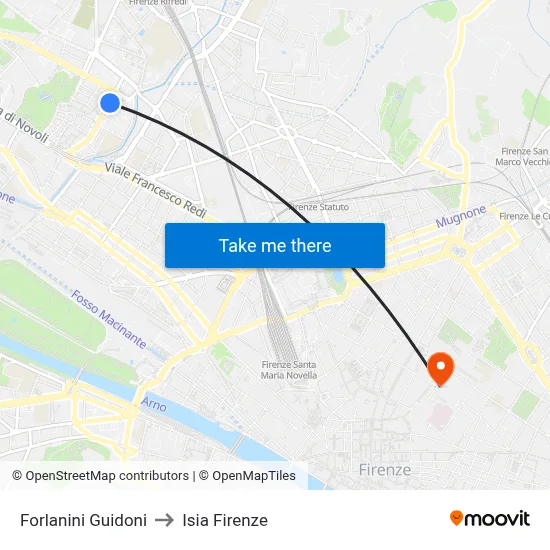 Forlanini Guidoni to ISIA Florence map
