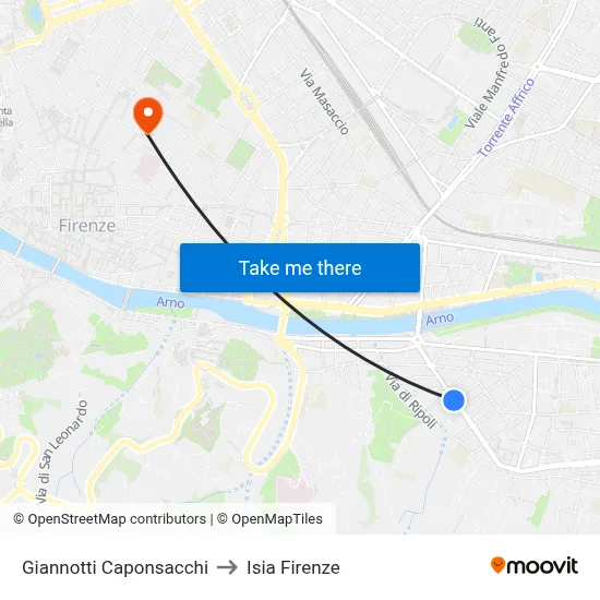 Giannotti Caponsacchi to ISIA Florence map