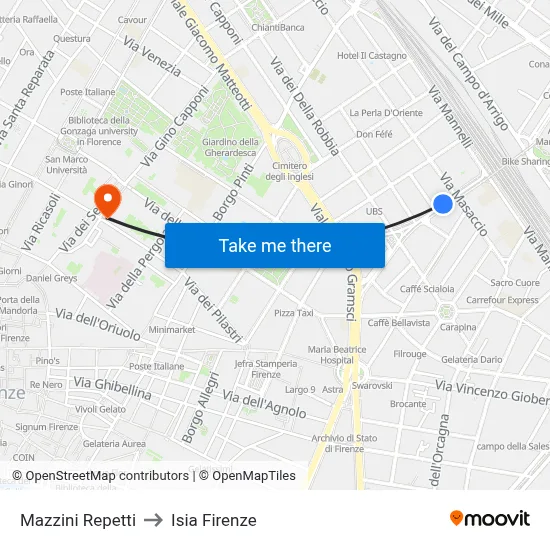 Mazzini Repetti to ISIA Florence map