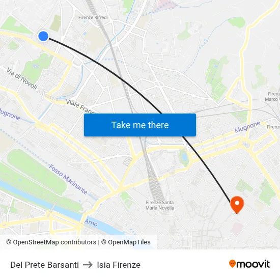 Del Prete Barsanti to ISIA Florence map