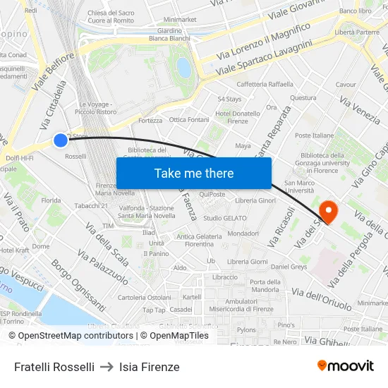 Rosselli Brothers to ISIA Florence map