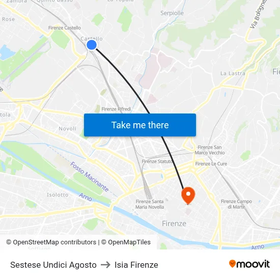 Sestese August Eleventh to ISIA Florence map
