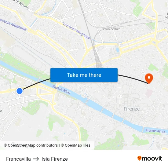 Francavilla to ISIA Florence map