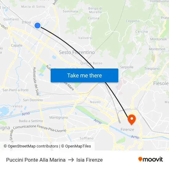 Puccini Marina Bridge to ISIA Florence map