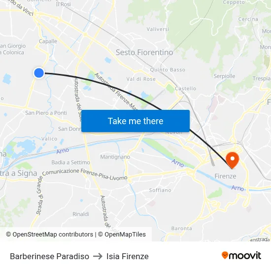 Barberinese Paradiso to ISIA Florence map