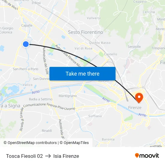 Tosca Fiesoli 02 to ISIA Florence map