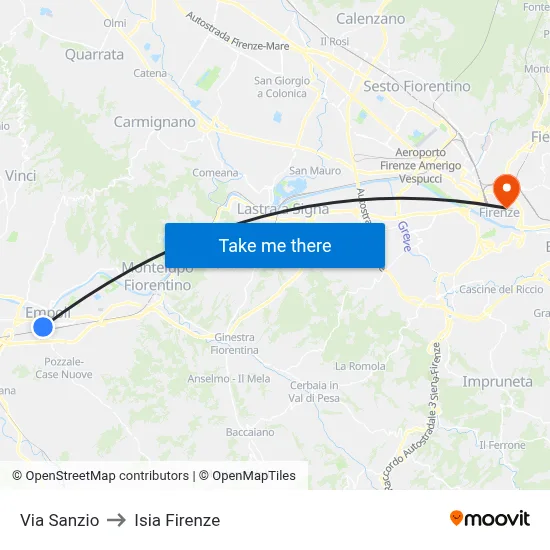 Sanzio Street to ISIA Florence map