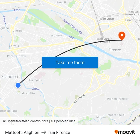 Matteotti Alighieri to ISIA Florence map