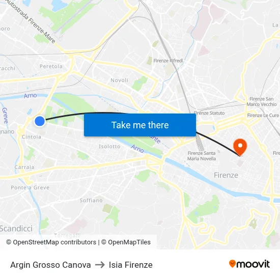 Argin Grosso Canova to ISIA Florence map