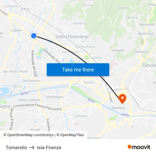 Tomerello to ISIA Florence map