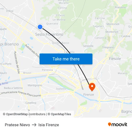Pratese Nievo to ISIA Florence map