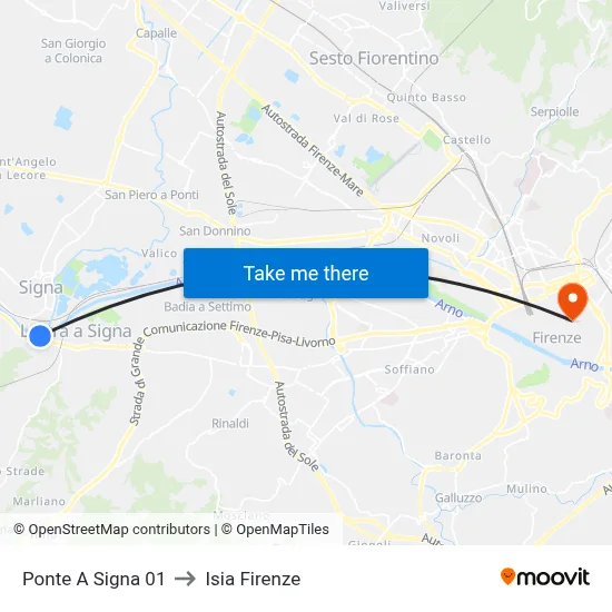 Ponte A Signa 01 to ISIA Florence map