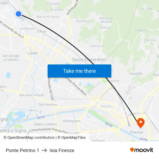 Petrino Bridge 1 to ISIA Florence map
