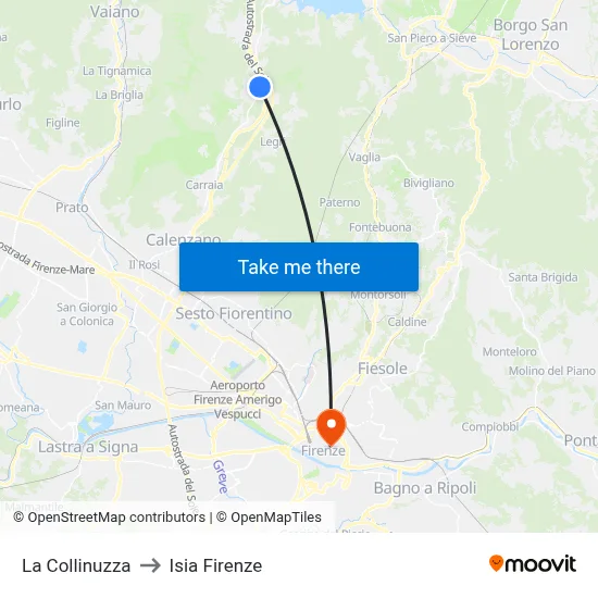 La Collinuzza to ISIA Florence map