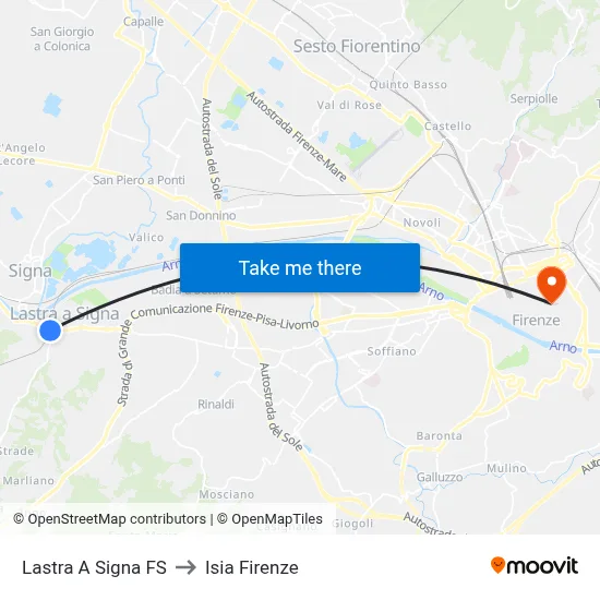 Lastra A Signa Station to ISIA Florence map