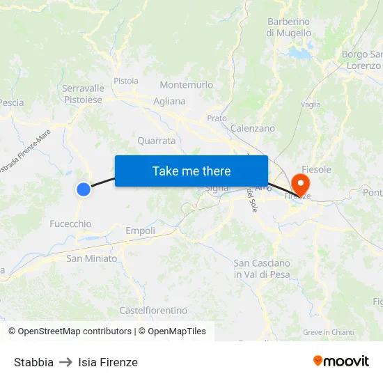 Stabbia to ISIA Florence map