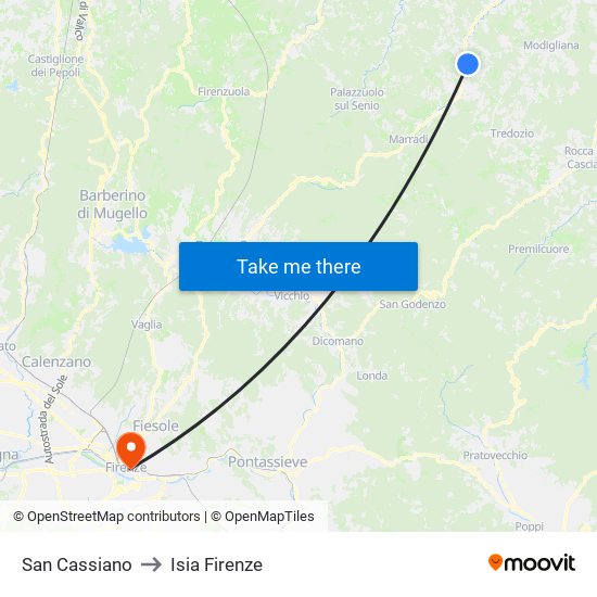 San Cassiano to Isia Firenze map