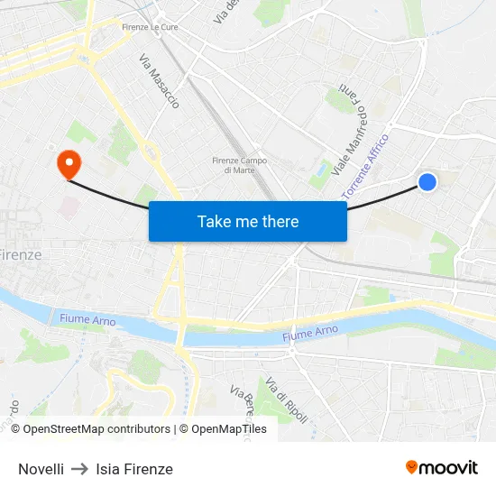 Novelli to ISIA Florence map